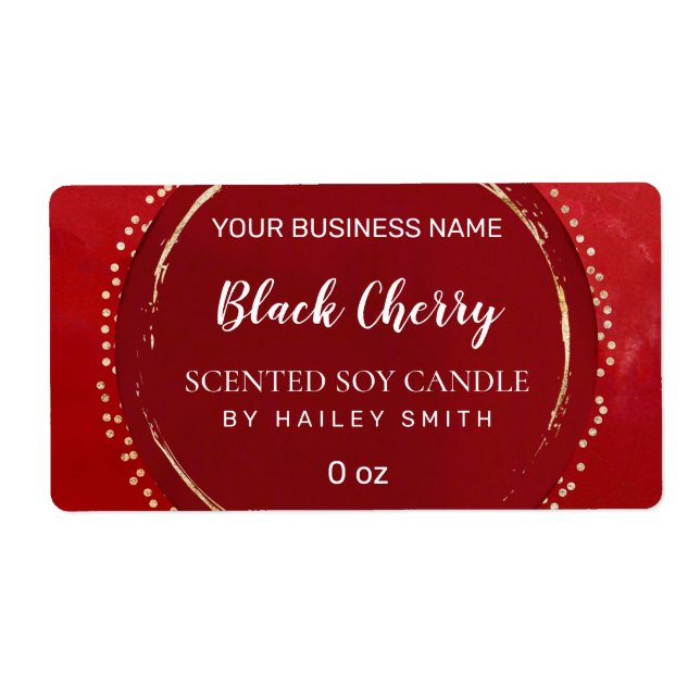 Abstrakte moderne Cherry Red Soy Candle Labels (Vorne)