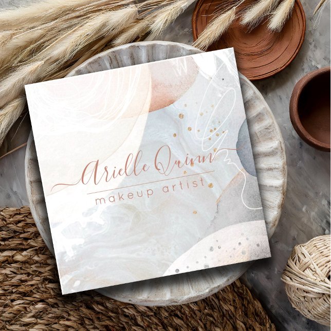 Abstrakte, moderne, erdfarbene Formen Quadratische Visitenkarte (Von Creator hochgeladen)