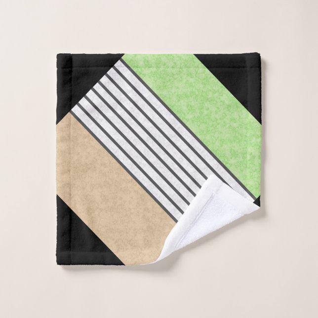 Abstrakte, moderne Farben beige minzgrün blau Badhandtuch Set (Waschlappen)