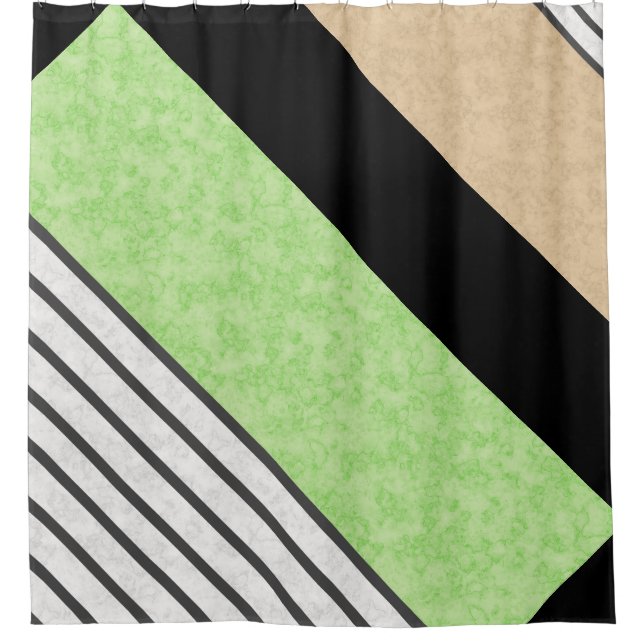 Abstrakte, moderne Farben beige minzgrün blau Duschvorhang (Vorderseite)