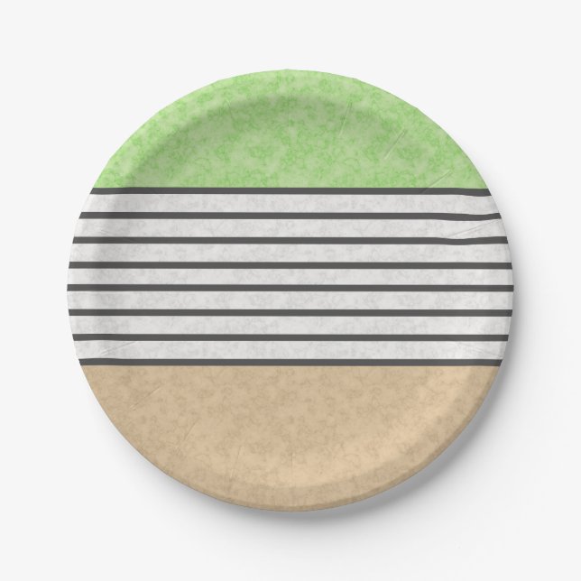 Abstrakte, moderne Farben beige minzgrün blau Pappteller (Vorderseite)