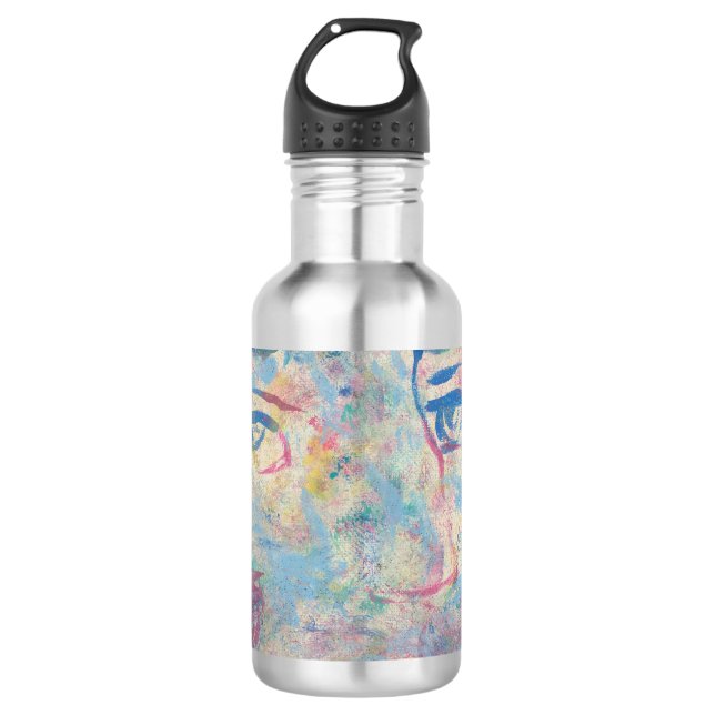 Abstrakte moderne, farbenfrohe "Extravagante" Wass Edelstahlflasche (Vorderseite)