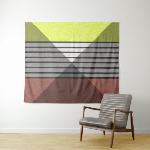 Abstrakte, moderne Farbtöne Braungelb, weißer Bl Wandteppich