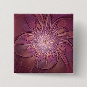 Abstrakte moderne florale fraktale Kunst Beerenfar Button