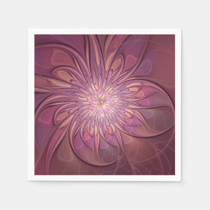Abstrakte moderne florale fraktale Kunst Beerentön Serviette