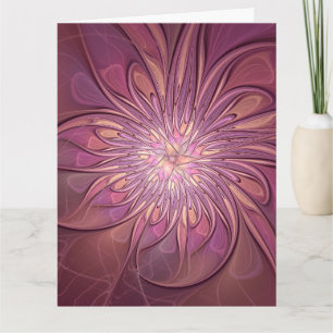 Abstrakte moderne florale fraktale Kunst Beerfarbe Dankeskarte