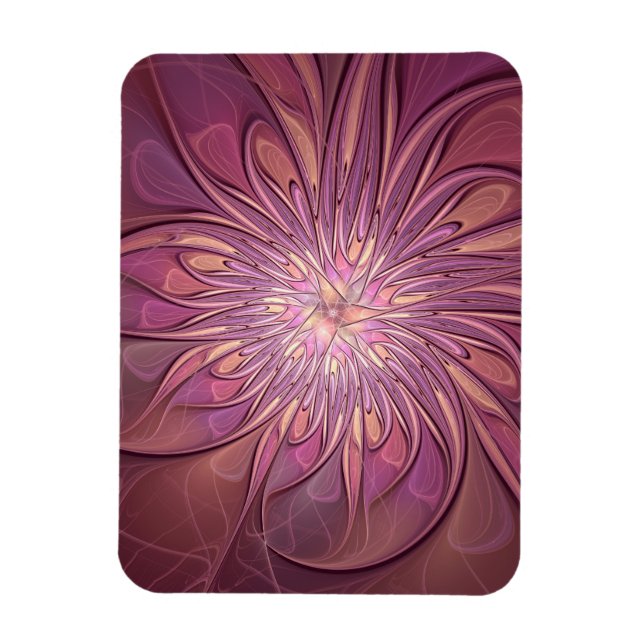 Abstrakte moderne florale fraktale Kunst Beerfarbe Magnet (Vertikal)