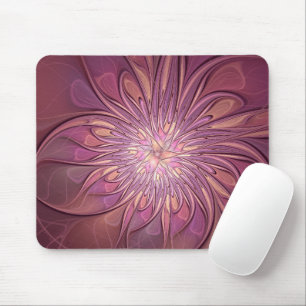 Abstrakte moderne florale fraktale Kunst Beerfarbe Mousepad