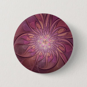 Abstrakte moderne florale fraktale Kunst Beeriefar Button