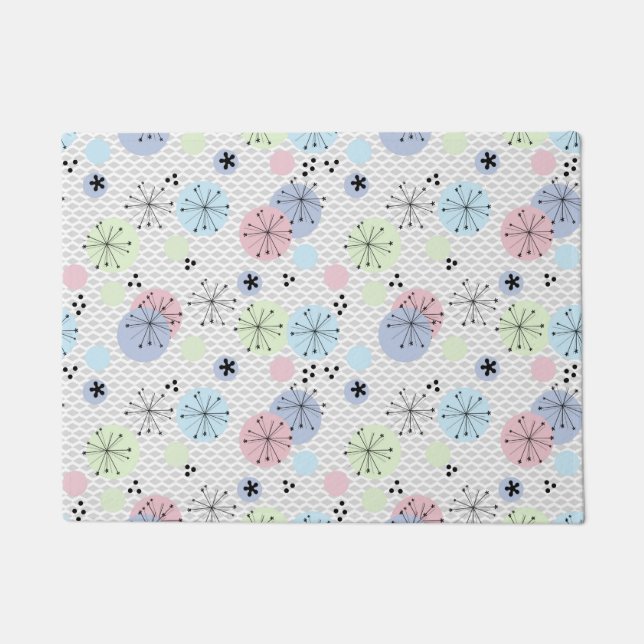 Abstrakte moderne Formen kreisen Polka strahlt Lic Fußmatte (Vorderseite)