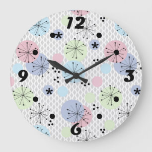 Abstrakte moderne Formen kreisen Polka strahlt Lic Große Wanduhr