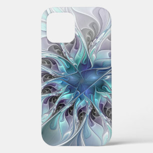 Abstrakte moderne Fraktal-Blume mit Blau geblüht Case-Mate iPhone Hülle