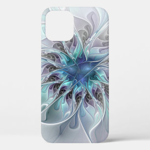 Abstrakte moderne Fraktal-Blume mit Blau geblüht Case-Mate iPhone Hülle