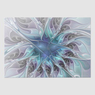 Abstrakte moderne Fraktal-Blume mit Blau geblüht Seidenpapier
