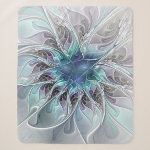 Abstrakte moderne Fraktal-Blume mit Blau geblüht Sherpadecke