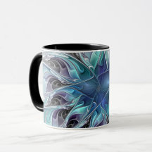 Abstrakte moderne Fraktal-Blume mit Blau geblüht