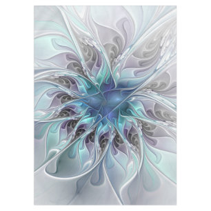 Abstrakte moderne Fraktal-Blume mit Blau geblüht Tischdecke