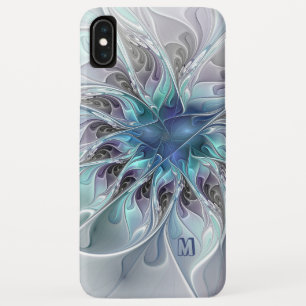 Abstrakte moderne fraktale Blume mit blauem Monogr Case-Mate iPhone Hülle