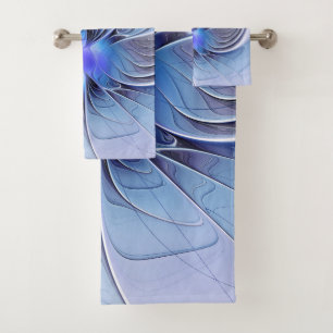 Abstrakte moderne fraktale Kunst Lavendelblau Badhandtuch Set