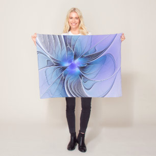 Abstrakte moderne fraktale Kunst Lavendelblau Fleecedecke