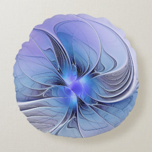 Abstrakte moderne fraktale Kunst Lavendelblau Rundes Kissen