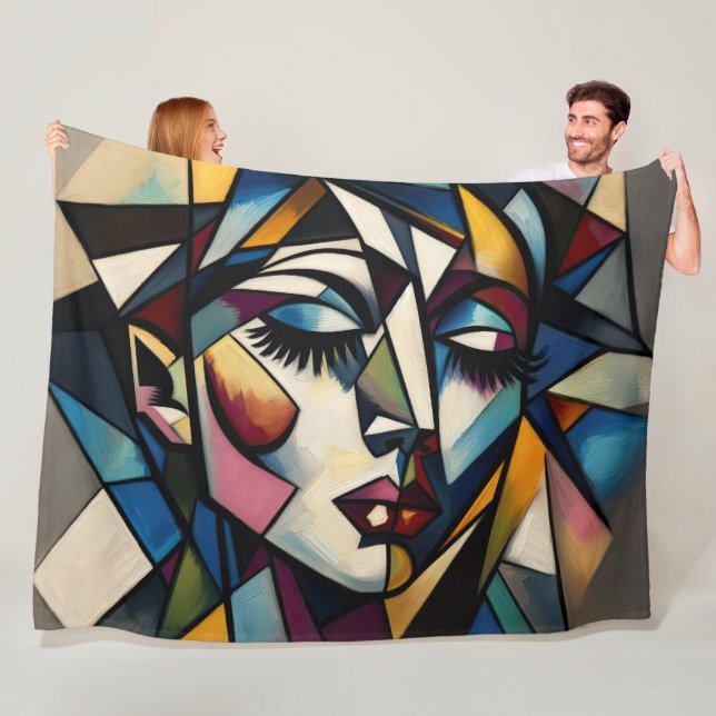 Abstrakte moderne Frau mutig malen Fleecedecke (Beispiel)