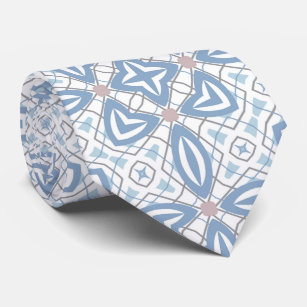 Abstrakte moderne Geometrie in Blau und Weiß Op Krawatte