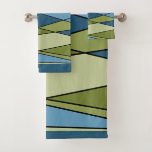 Abstrakte moderne geometrische Formen Dreiecke bla Badhandtuch Set