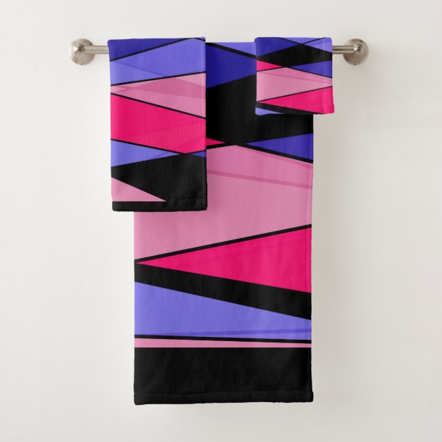 Abstrakte moderne geometrische Formen Dreiecke ros Badhandtuch Set (Insitu)