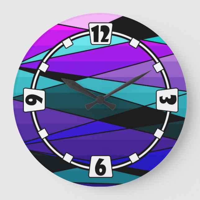 Abstrakte moderne geometrische Formen Dreiecke ros Große Wanduhr (Vorderseite)