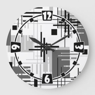 Abstrakte moderne geometrische Formen gestreift Große Wanduhr