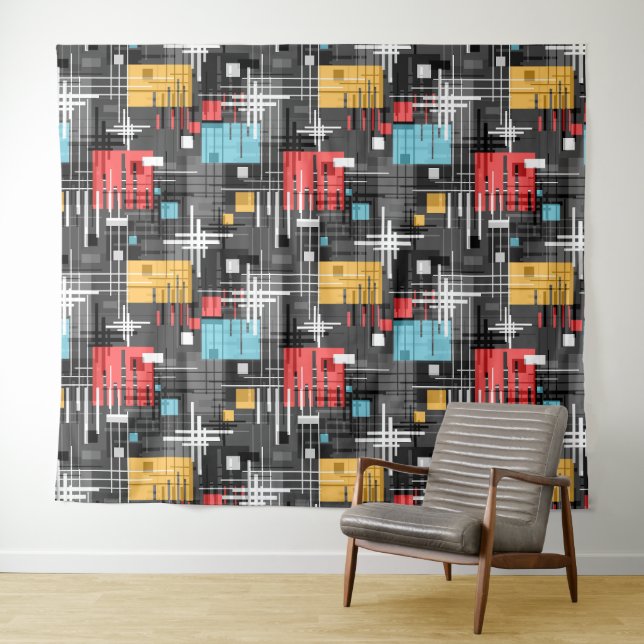 Abstrakte, moderne geometrische Formen, Streifen Wandteppich (Beispiel (Horizontal))
