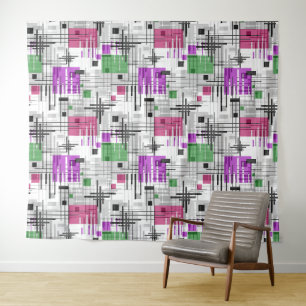 Abstrakte, moderne geometrische Formen, Streifen Wandteppich