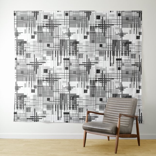Abstrakte, moderne geometrische Formen, Streifen Wandteppich (Beispiel (Horizontal))
