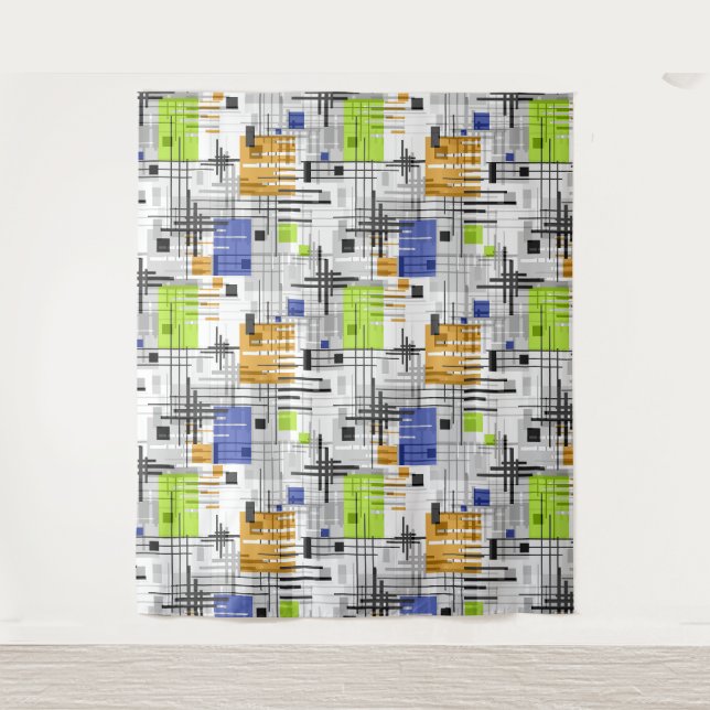 Abstrakte, moderne geometrische Formen, Streifen Wandteppich (Vorderseite)