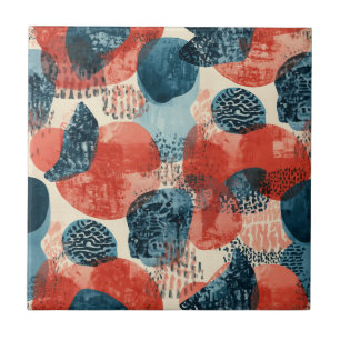 abstrakte moderne geometrische Koralle und Blau Fliese