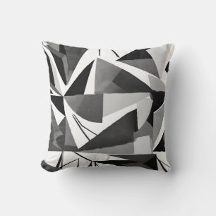 Abstrakte moderne geometrische Schwarz-Weiß-Aquare Kissen
