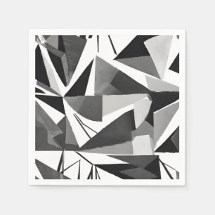 Abstrakte moderne geometrische Schwarz-Weiß-Aquare Serviette
