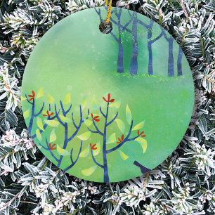 Abstrakte moderne Grünlandschaft Naturmalerei Keramik Ornament