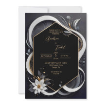 Abstrakte, moderne Hochzeit in Weiß und Gold