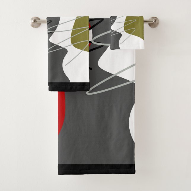 Abstrakte, moderne, kreative, applicke Kissen mit  Badhandtuch Set (Insitu)