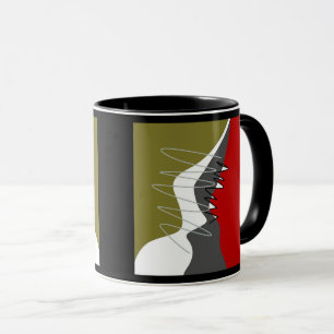 Abstrakte, moderne, kreative, applicke Kissen mit  Tasse