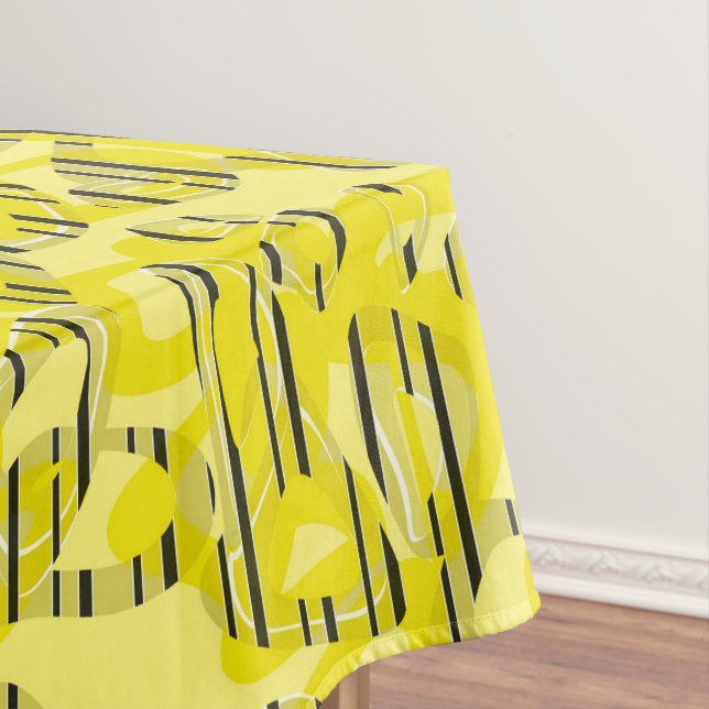 Abstrakte, moderne Kunst, gestreift, gelb, schwarz Tischdecke (Beispiel)