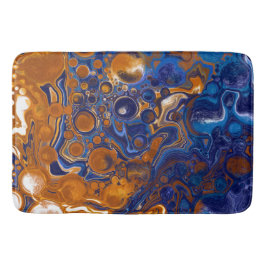 Abstrakte moderne Kunst in Blau und Kupfer Badematte