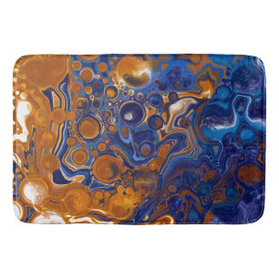 Abstrakte moderne Kunst in Blau und Kupfer Badematte