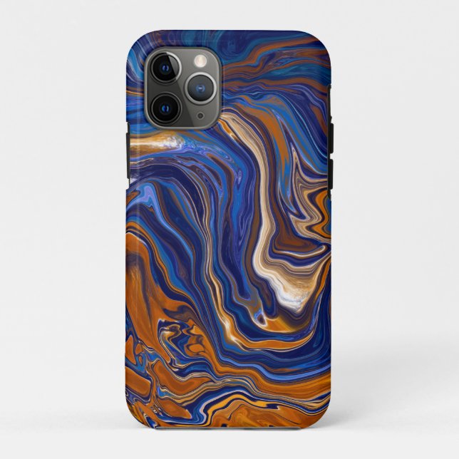 Abstrakte moderne Kunst in Blau und Kupfer Case-Mate iPhone Hülle (Rückseite)