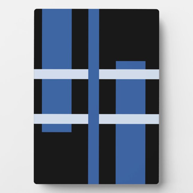 Abstrakte Moderne Kunst Lines Blue Black Fotoplatte (Vorderseite)