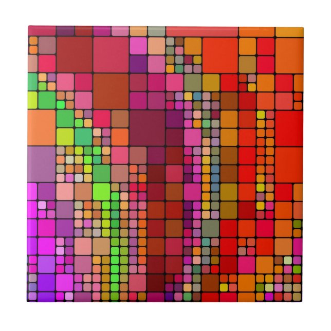 Abstrakte moderne Kunst quadriert bunte Farbe Fliese (Vorderseite)