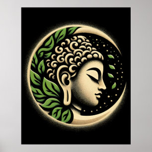 Abstrakte moderne Kunst Ruhiges Buddha-Profilpor Poster