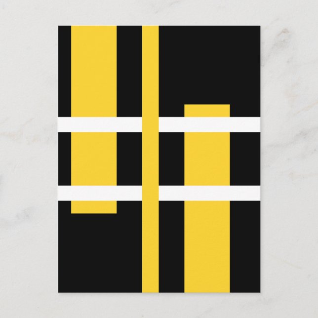 Abstrakte moderne Kunstlinien Gelbes Weiß Postkarte (Vorderseite)